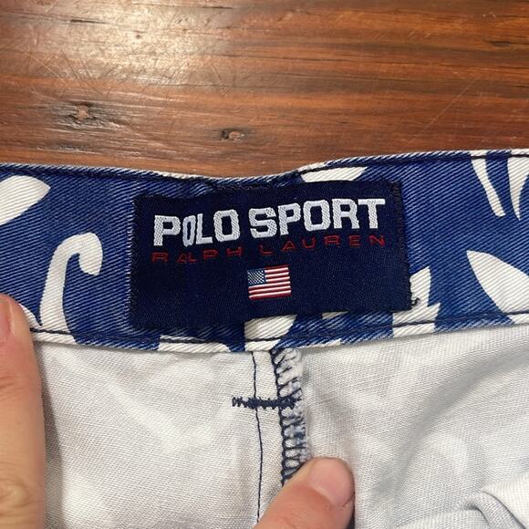 Vintage Polo Sport Ralph Lauren Hawaiian floral print flat front chino shorts 36 - Picture 5 of 7